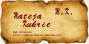 Mateja Kukrić vizit kartica